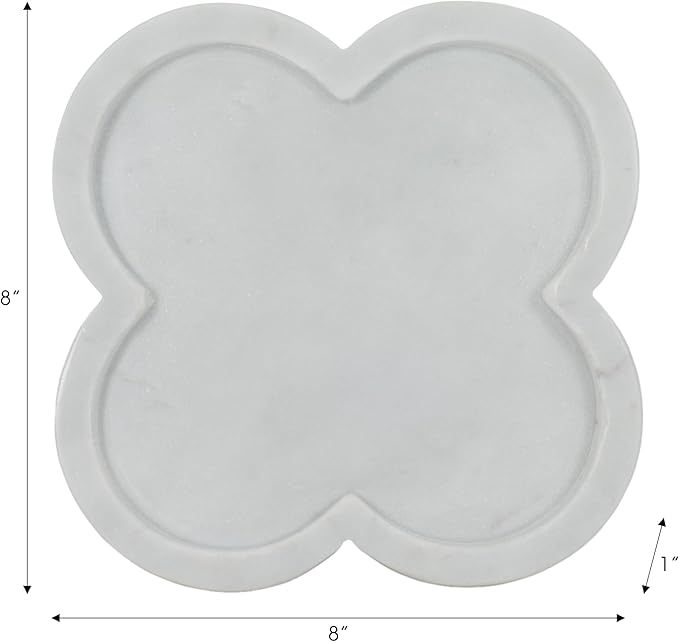 Decorative Marble Trinket Tray Dish for House Decor - Modern Home Decor Accents for Bedroom Dresser, Jewelry Holder, or Bathroom Vanity - Elegant Coffee Table Decor or Table Decoration - 1", White