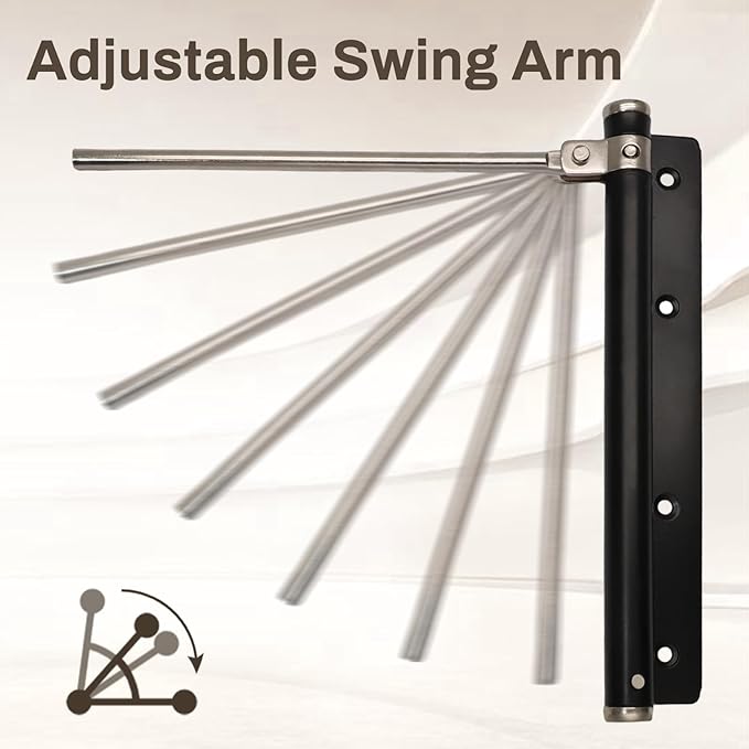Litoexpe Automatic Door Closer, Safety Spring Door Closers Auto Soft Close, Adjustable Catch Speed with Arm, Black