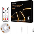 5V Yellow USB COB Led Strip Light with RF Remote, 4.92ft 2000K Dimmable USB Powered Amber COB Led Light Strip, Indoor COB Led Light for Cabinet, TV, Camping, Monitor, Showcase, Motorhome
