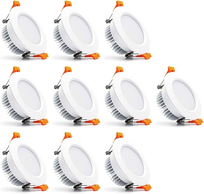3 inch Dimmable LED Recessed Lighting, 7W Retrofit Downlight, 6000K Daylight White, CRI 80 with LED Driver, as AC 110V Ceiling Light Fixture for Living Room, Kitchen, Bedroom, Hallway, 10 Pack