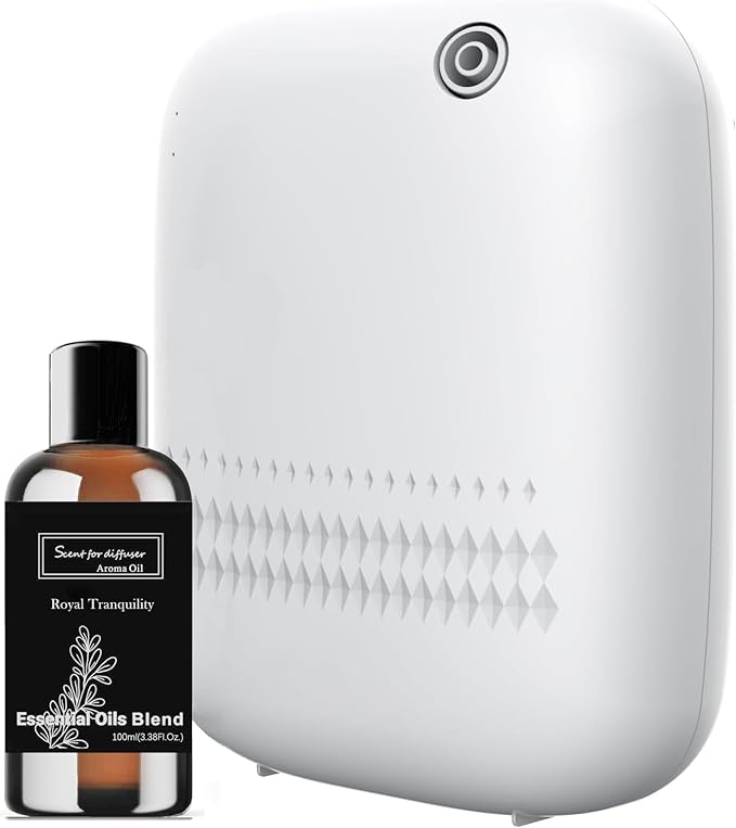 Waterless Essential Oil Diffuser, Scent Air Machine for Home Cover Up to 2000 sq.ft, Hotel and Commercial Use 400ML Diffuser with 100ML Royal Tranquility Fragrance Oil for Spa, Office