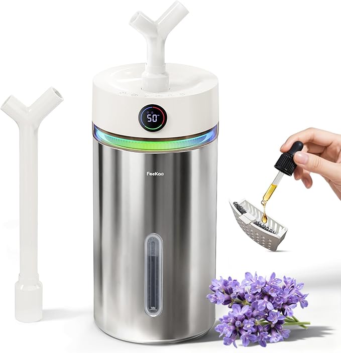 Feekaa Stainless Steel Humidifier Dishwasher Safe, 6L/1.6Gal Cool Mist Humidifiers for Bedroom, Easy to Clean Humidifier Large Room with Diffuser, Humidifiers for Baby Nursery Living Room Office Plant