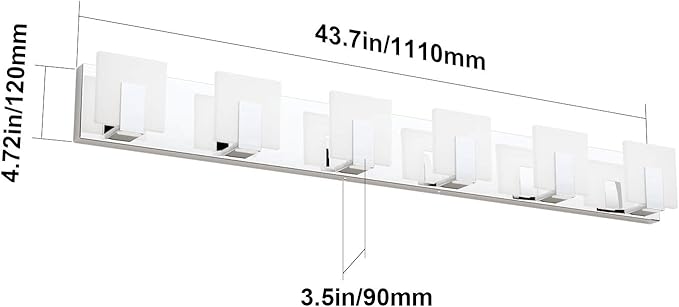 Aipsun 6 Lights Dimmable Modern LED Bathroom Vanity Light Acrylic Stainless Steel Chrome Up and Down Bathroom Wall Light Over Mirror(White Light 6000K)