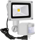 Z Motion Sensor Flood Lights Outdoor,10W Induction LED Lamp, IP65 Waterproof Spotlight,3200K LED Sensor Light,Security Light with US 3-Plug (Warm White-Grey)