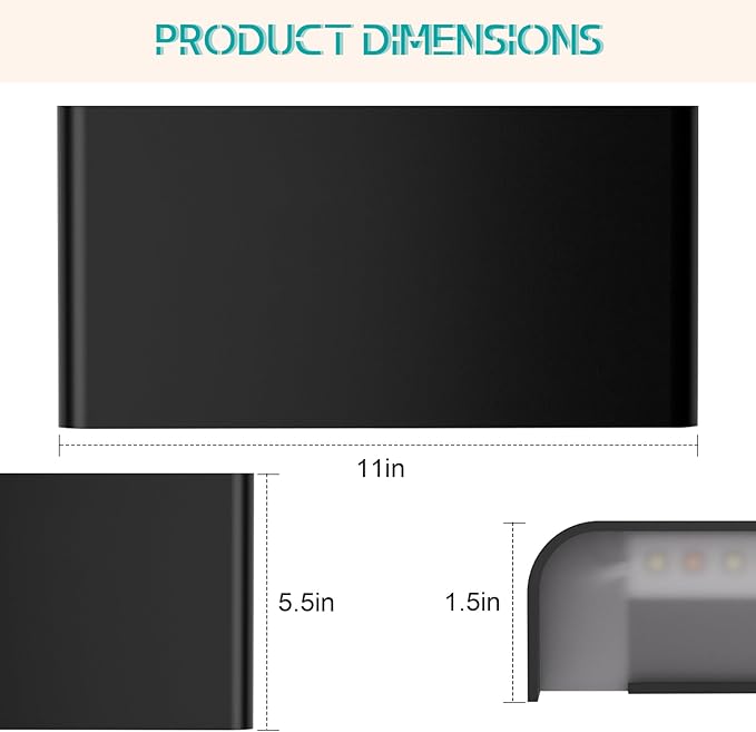 Modern Indoor Wall Sconce, 15W Dimmable 5CCT (3000K-6500K), Up and Down Lighting Wall Sconce, for Bedroom, Living Room, Hallway, Dresser (11 Inch - Matte Black 1 Piece)