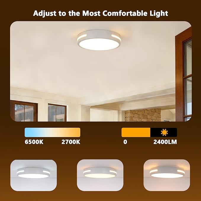 RGBIC LED Smart Flush Mount Ceiling Light, Flush Mount Light Fixture with Remote Control WiFi, Works with Alexa DIY Colors, 3000-5000K Dimmable Ceiling Light for Bedroom Living Room Entryway