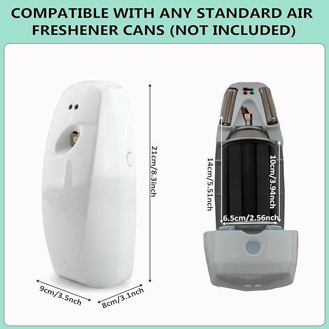 Automatic Air Freshener Dispenser – Wall Mounted Time Mist Spray for Home, Bathroom & Office – Battery Operated Scent Sprayer Compatible with Commercial Air Fresheners(White)