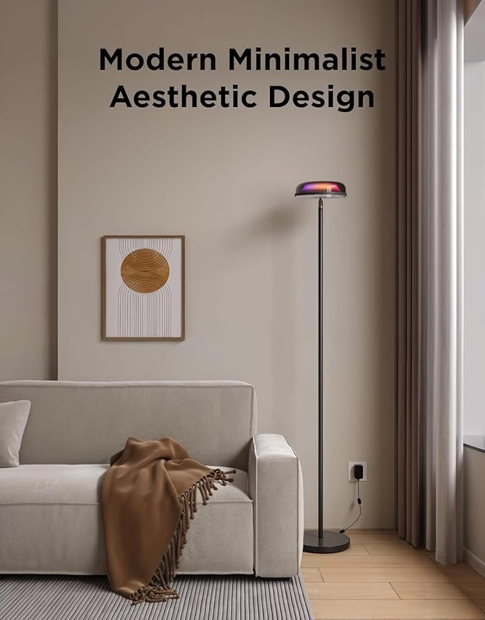 Govee Uplighter Floor Lamp for Living Room, RGBIC Ripple Projector, Floor Lamp for Bedroom, Compatible with SmartThings, Alexa, and Matter, LED Modern Corner Floor Light, Warm Cool White Standing Lamp