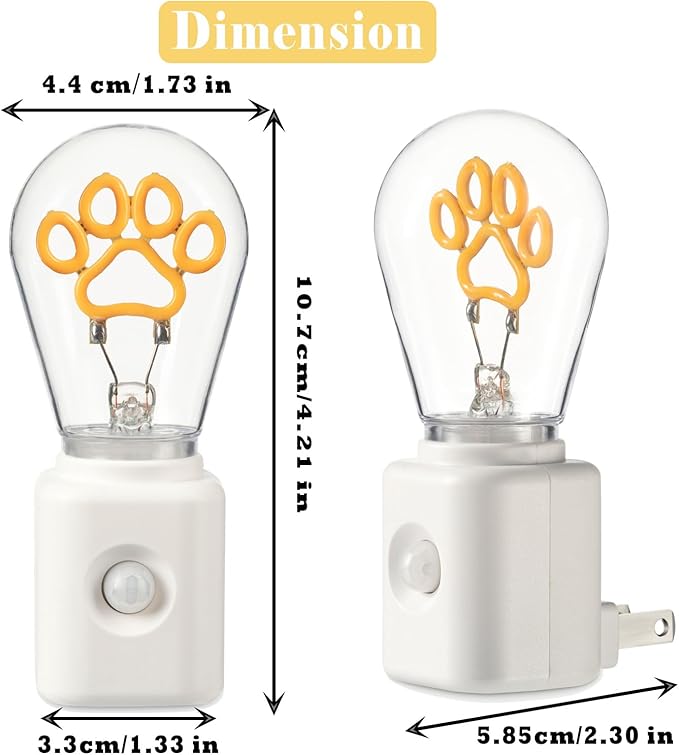 Led Night Light Plug-in, Dusk to Dawn & Motion Sensor, Vintage 2200K Filament Light, 10-100LM Adjustable Brightness, Unique Gift for Birthday, Halloween,Christmas, 1 Pack