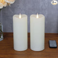 Flameless Candles with Remote Timer, 3D Moving Flickering Flame Battery Operated Candles Lasting 1000+ Hours, 3" x 7" Ivory Real Wax Electric LED Pillar Candles, Set of 2