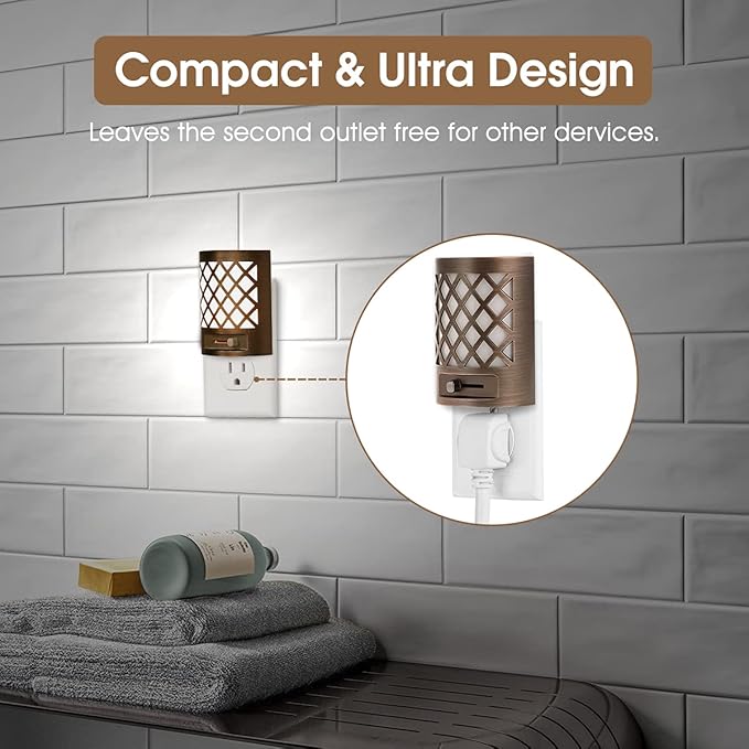 DORESshop LED Plug in Night Light [2 Pack], Night Lights Plug Into Wall, Dusk to Dawn Sensor Night Light, Decorative Night Lights, Adjustable Brightness for Bedroom, Hallway, Stairway, Daylight White