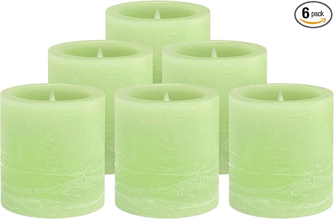 FURORA LIGHTING Green Real Wax LED Votive Tealight Candles Pack of 6, Flameless Flickering Candles for Delicate Home Décor, 1.95’’(W) x 2.17’’(H), Batteries Included