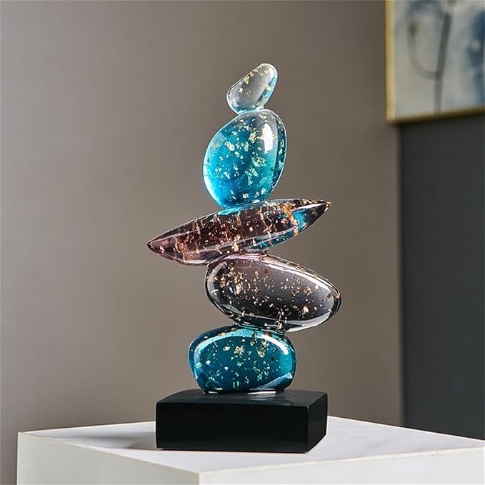 AWNR Resin Pebble Shape Sculpture Decor -Aesthetic Home Decor for Living Room, Office Desk, Shelf,Display,entryway,Housewarming Gifts