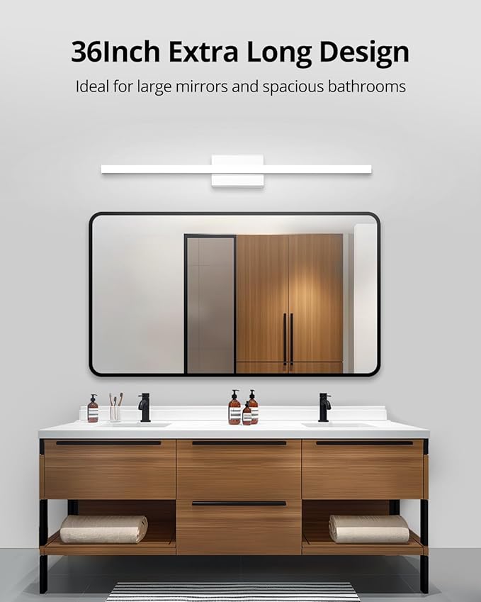 Combuh LED Vanity Lights Bar 36 Inch, 20W Bathroom Light Fixtures Over Mirror, IP44 Indoor Wall Mounted Sconces Modern for Washroom, Cool White 6000K