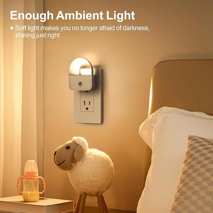 LED Night Light Plug into Wall, Nightlights with Smart Dusk toDawn Sensor, Night Light Suitable for Bedroom, Bathroom, Hallway, Kitchen, Stairs, Kids, 6 Pack, Warm White Light