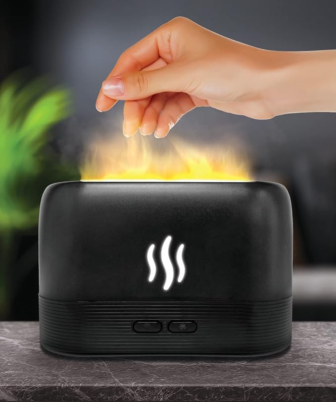 Humidy Flame by HY-IMPACT Noiseless Humidifier, Air Diffuser for Home & Office, Portable Aroma Diffuser Great for Yoga or Relaxation, Essential Oil Diffuser, LED Lighting is Safe to Touch