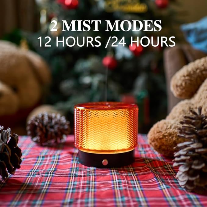 Glass Essential Oil Diffuser - 140ml Ultrasonic Aroma Diffuser with Adjustable Mist Modes, 4 Timers, and Mood Light