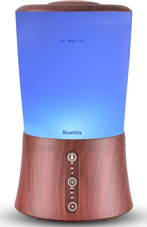 BlueHills Premium Set of Two Large 2000 ML and 3000 ML XL Essential Oil Diffusers Humidifier Combo for Large Room Home with Décor LED Lights Great Gift – Value Pack of Dark Wood Grain.