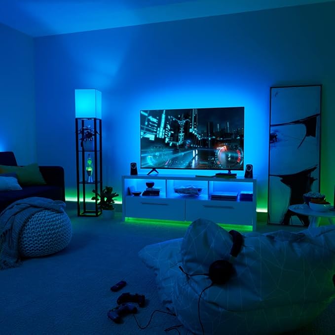 GE LED TV Tape Light, Color Changing Strip Light with Remote, No App or Wi-Fi Required, 84in (1 Pack)