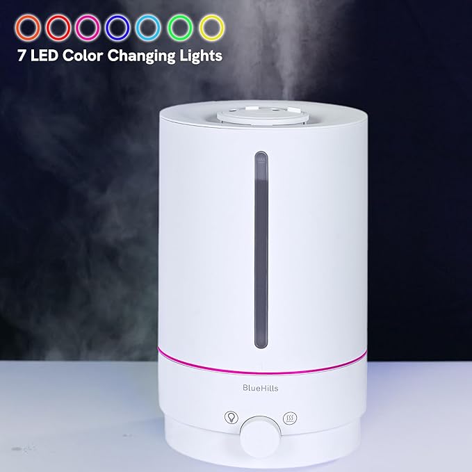 BlueHills Premium Set of Two Large 5000 ML XL and 2500 ML Essential Oil Diffusers Humidifier Combo for Large Room Home with Décor LED Lights Great Gift – White