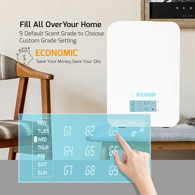 JCLOUD Upgrade Smart Scent Air Machine for Home, Hotel Scent Diffuser with Cold Air Technology, HVAC Scent Diffuser Cover Up to 2000 Sq. Ft | Waterless Aromatherapy Diffuser for Large Room, White