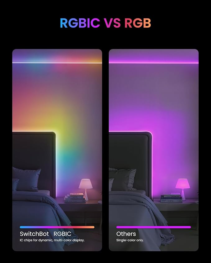 SwitchBot LED Strip Light 5M Work with Alexa, 72 LEDs/m, Matter LED Lights Compatible with Apple Home, Google Home, 16 Million Colors, Music Sync, DIY Color Changing RGB Lights for Bedroom, Party, TV