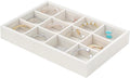 Beige 12Grid Bedside Organizer - Multi-use Holder for Jewelry, Sunglasses, Phone, Watch, Perfume, Lipstick - Nightstand & Desk-top Catchall Tray