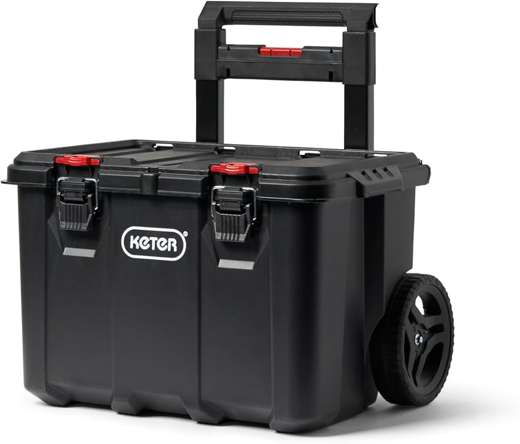 Stack N’ Roll 4-Piece Rolling Tool Storage System – Includes Large Rolling Tool Box, 2-Drawer Tool Box & 2 Tray Organizers | Modular Stackable Tool Storage with Wheels for Garage & Workshop