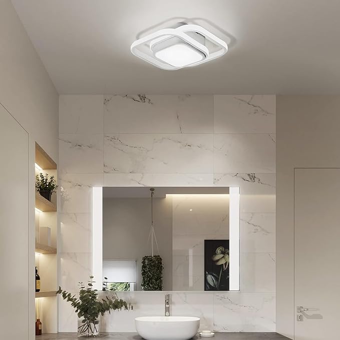 12.6Inch Motion Sensor LED Ceiling Light Indoor, 36W 6000K Mount Motion Activated Light Fixture Modern Flush Mount White Ceiling lamp for Laundry Bathroom Hallway Stair Porch Basement (2pack)
