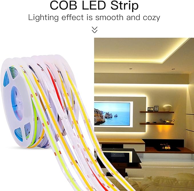 Cob Led Strip Lights, 0.5 Meters/1.64 FT Long 8MM/ 0.32 Inch Wide 5V LED COB Light High Density 320LEDs/m Flexible LED Lamp Tape Home Decoration, Blue, USB Plug with Dimmer