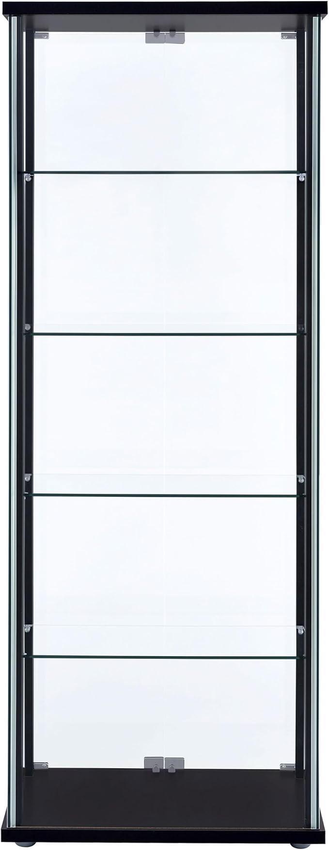 Coaster Home Furnishings - Delphinium - Wood - 5-Shelf Curio Display Cabinet with Tempered Glass Shelves, Push-to-Open Doors and Chrome Hardware - Living Room - Black - 950170