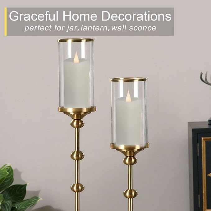 Flickering Flameless Candles with 3D Moving Flame, 6 Pack Battery Operated Candles with Remote Timer, 2" x 4" Ivory Real Wax Pillar Electric LED Candle for Wedding Party