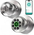 Fingerprint Door Lock, Smart Fingerprint Door Knob with Keypad, Biometric Door Lock with App Control, Auto Lock Door Lock with Code, Keyless Door Knob with Lock for Bedroom, Home-Burnished Silver