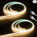 Aclorol COB LED Strip Light 5V USB 1M/3.28FT Warm White 3000K Flexible LED TV Backlight with Self-Adhesive 8mm Width for Bedroom Bedframe Kitchen Sideboard Lighting Project CRI90+ 320LEDs/M (2 Pack)