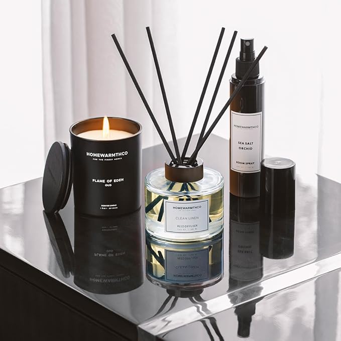 Clean Linen Reed Diffuser Set - Luxury Fragrance Reed Diffusers for Home, Office & Bathroom Décor - Long Lasting Scent Sticks Diffuser with Non-Toxic Oils (5.63 oz) (Clean Linen)