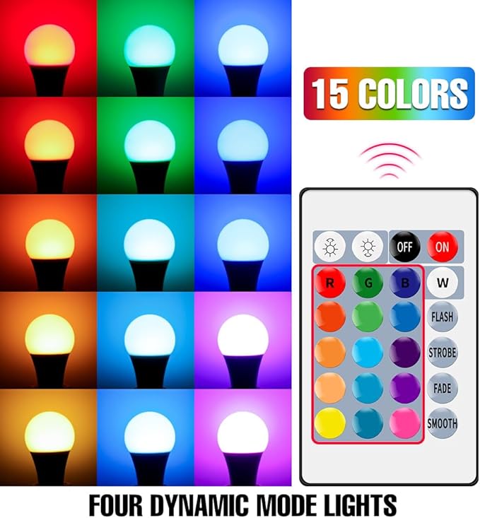 6Pack 10W RGB Smart Colorful Mood Lamp E27/E26 Timing Multifunction Spotlight Bulbs 16Colors Changing Dimmable 85-265V Indoor Atmosphere Nightlight 110V Bar Counter KTV Party Decorative With IR Remote