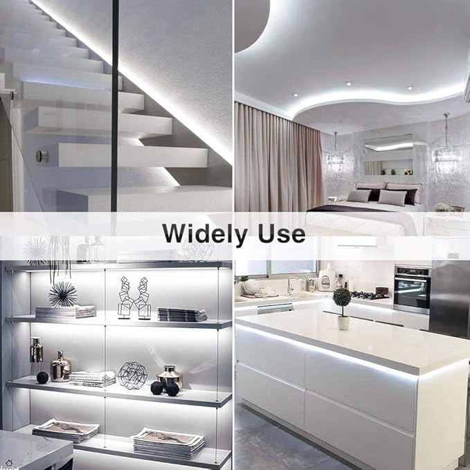 CT CAPETRONIX White LED Strip Light, 16.4 Feet 24 Volt LED Light Strip White, 6000K-6500K Daylight Super Bright LED Tape Light for Bedroom, Kitchen, Closet, Cabinet, Mirror, Indoor（Dimmer Included）