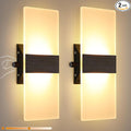 Lightess Modern LED Wall Sconces with Switch, 12W Indoor Wall Lights Set of Two, Hardwired Acrylic Dimmable Wall Mounted Lighting for Living Room Hallway Bedroom, Warm White, 2 Pack