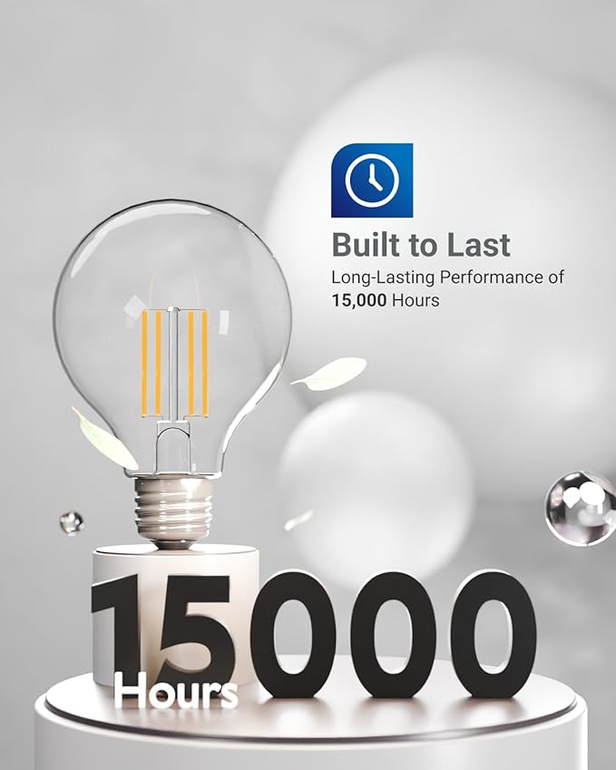 Sunco 10 Pack G25 Globe Light Bulbs LED Edison Vanity Light Bulbs, CRI90 2700K Soft White, Dimmable, 5W=60W, Clear Vintage Filament Globe, 500 Lumens, E26 Base Indoor Outdoor Clear UL