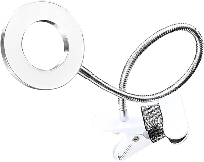 ZJchao LED Desk Lamp On Light with Adjust Brightness for Eye Protection, Prevent Eye Strain, Suitable for Reading, Makeup, (Annular Type)