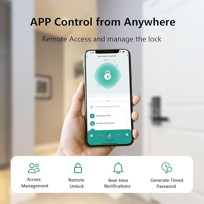 Smart Lock with Camera, Fingerprint Keyless Entry Deadbolt Lock, Built-in WiFi, Video Doorbell, Touchscreen Keypad, 2-Way Audio, Tuya APP, Waterproof, 8 AA Batteries, for Front Door