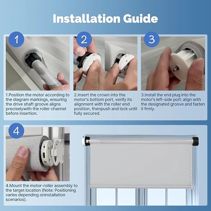 ZigBee 3.0 Smart Roller Shade Motor for 2" Tube, Heavy Duty 6.0N.m 10N.m Electric Blinds Retrofit Kit, Compatible with Alexa/Google Home (6.0 N.m Motor Suitable for Φ50mm (2") Round Tube)
