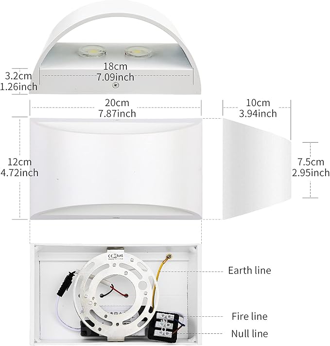 Lightess Modern LED Wall Sconce, Hardwired Indoor Wall Lights Set of 2, 3000K Up and Down Wall Mount Lamp, White Indoor Sconces Wall Lighting for Living Room Bedroom Hallway Corridor (Warm White)