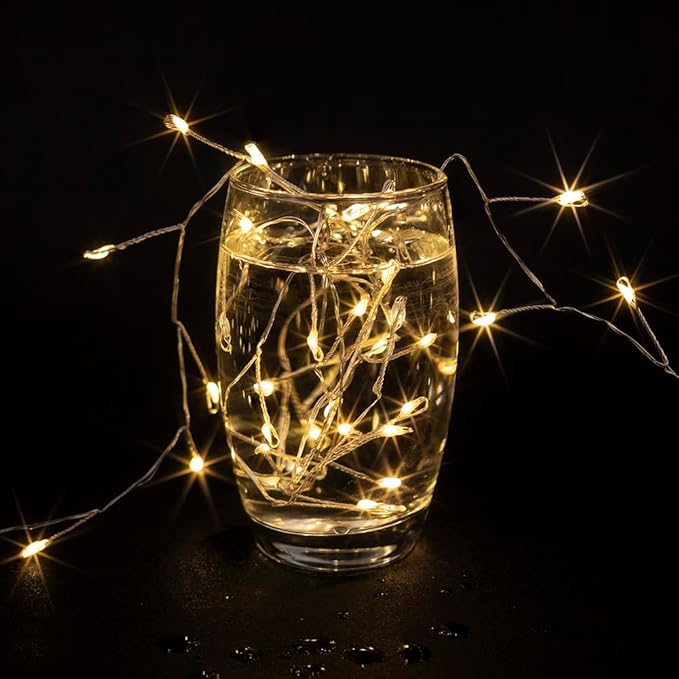 Fairy Lights Plug in, 50FT 500LED Firecracker String Lights Waterproof Silver Wire, for Bedroom/DIY/Party/Garden/Porch/Patio/Backyard/Christmas Tree, with Remote Timer & 8 Modes, Warm White