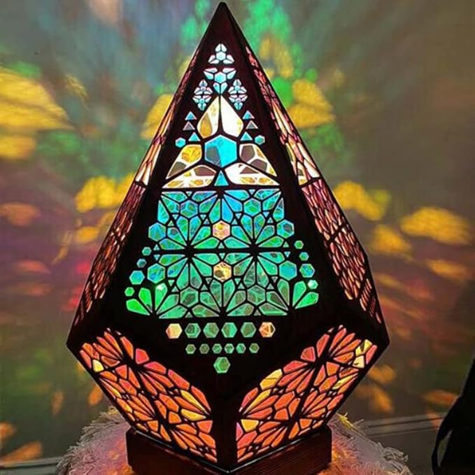 Starlight Projector Lamp,Boho Ambient Lighting Ceiling Projector Night Light, Wooden Colorful LED Lights for Bedroom Vintage Room Decor Aesthetic Unique Gifts for Christmas Halloween Birthdays