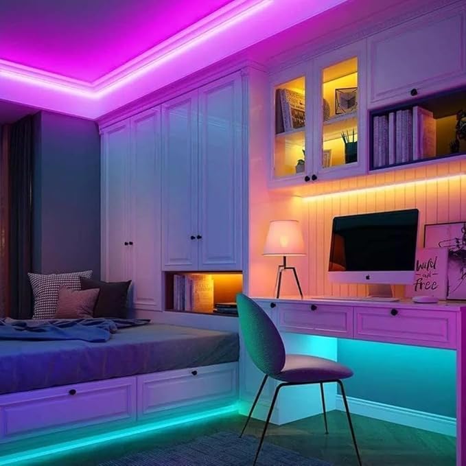 Led Lights for Bedroom, Smart Led Strip Lights with App Control Remote Control, RGB LED Light Strips,Music Sync Color Changing Room Decoration Party, Christmas decoration(1 Rolls of 32.8ft)