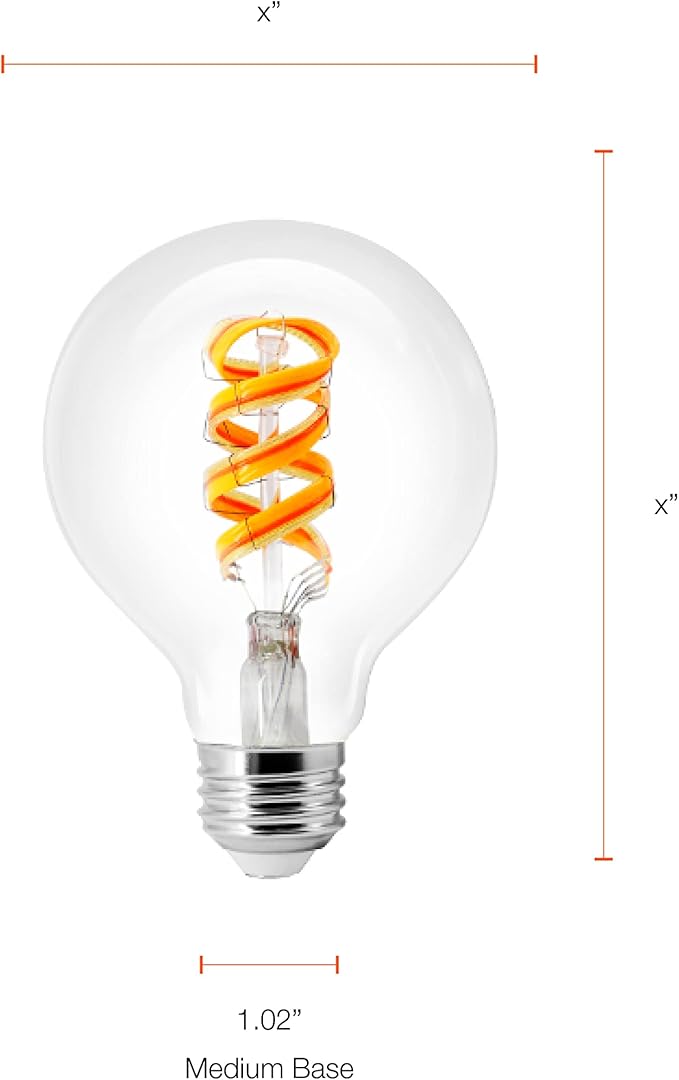 Sylvania WiFi LED Smart G25 RGBW Color and Amber Finish Filament Light Bulb, 7W Efficient, for Alexa/Google Assistant, 2000K, No Hub Required, Clear - 1 Pack (75808)
