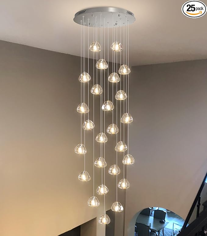 157 Inches Long Chandelier Bubble Crystal Balls Glam Chandeliers Dimmable Light High Ceiling Pendants Light Adjustable Large Size Lighting Fixtures Antique Gold