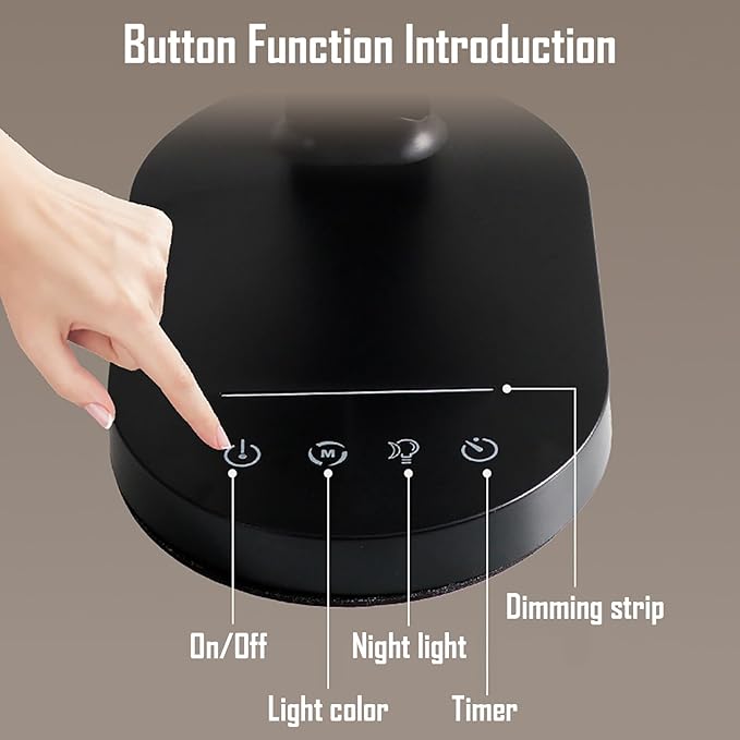 LED Double Head Desk Lamp with Night Light, 5 Color Temp, Slide Steplessly Adjust Brightness, 60 min Timer, Touch Control, Foldable Table Light for Working, Reading (Black Plug-in)
