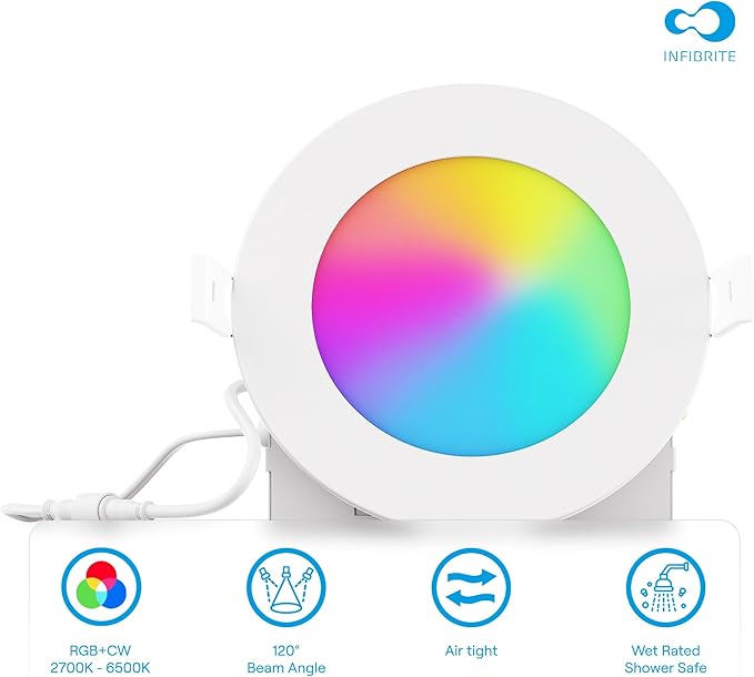 INFIBRITE 4 Inch WiFi Smart 9W 810LM Recessed LED Ceiling Light, Dimmable, Alexa/Google, Wet Rated